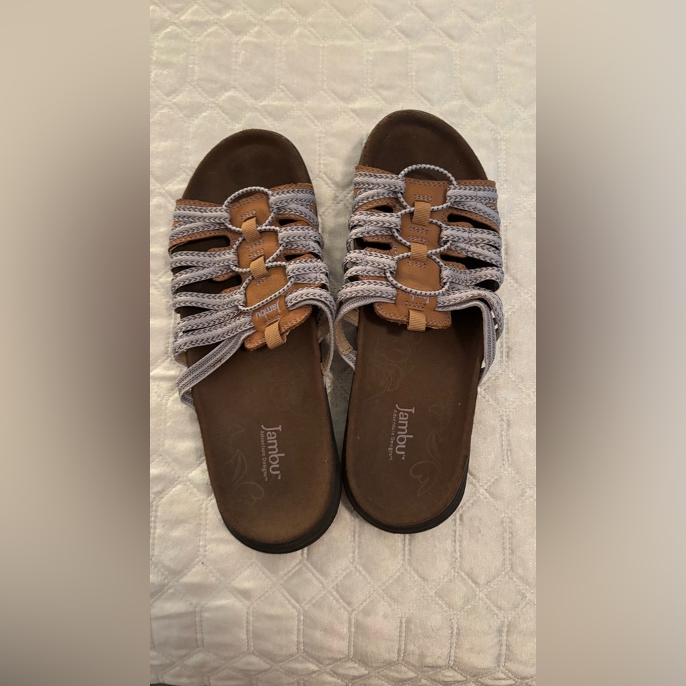 Jambu Women's Tan and Gray Strappy Sandals